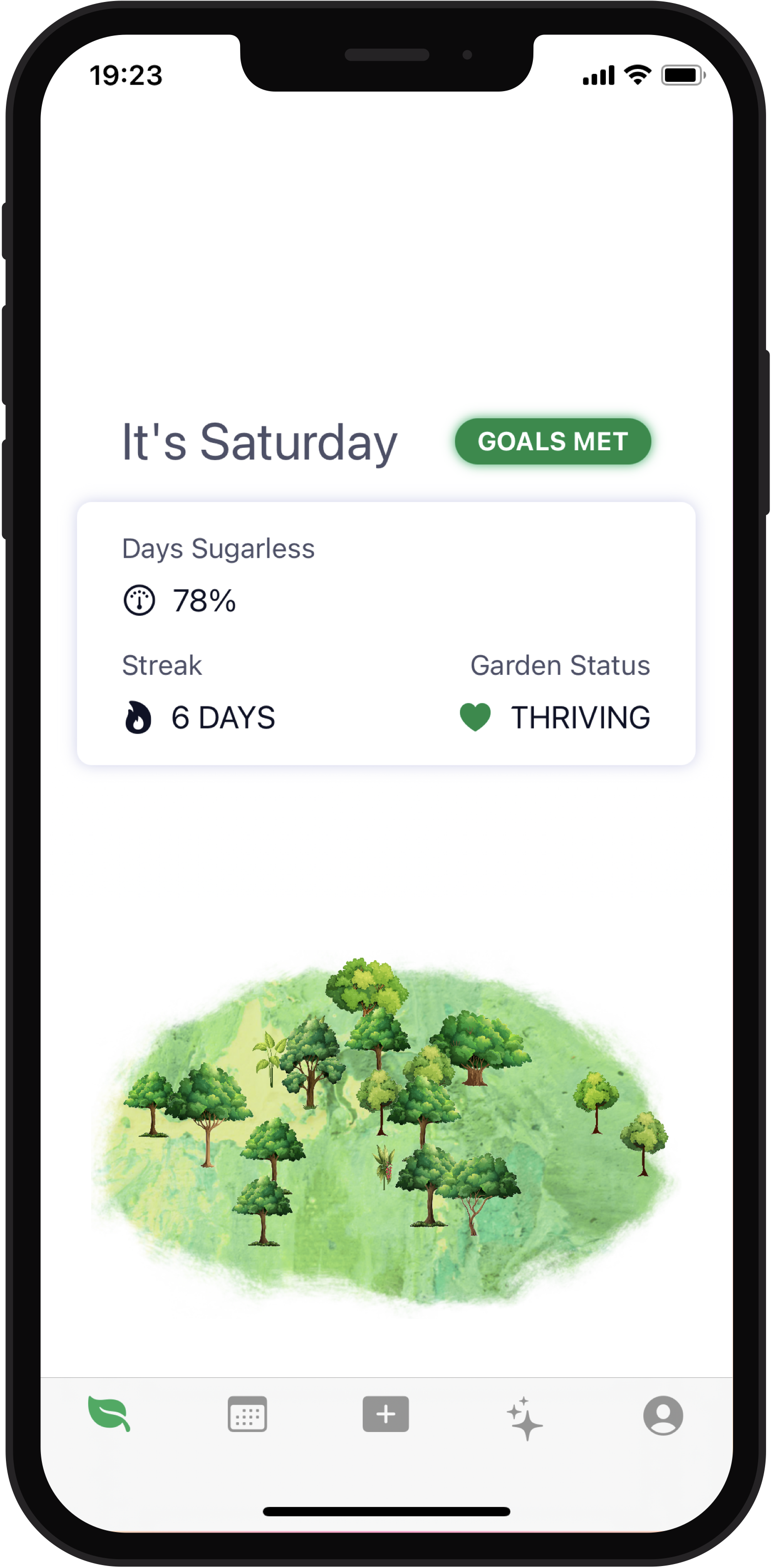 Screenshot of an app showing encouragement based on progress