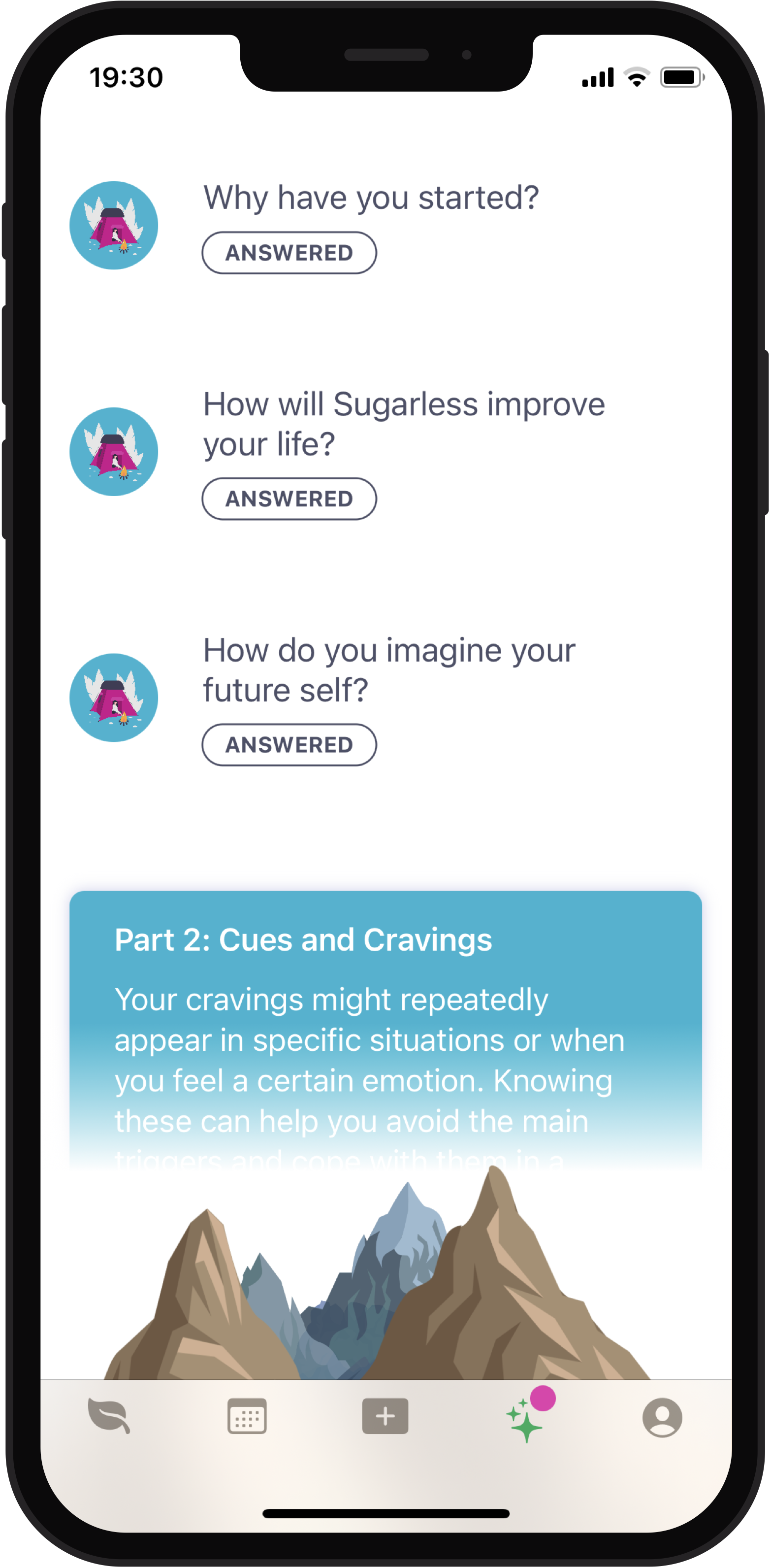 Screenshot of an app showing encouragement based on progress